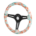 Spec-D Tuning 350Mm Steering Wheel With Graphic- Black Spoke- Green/Red Flower SW-H543-1-BK-YM